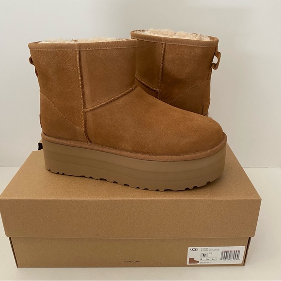 UGG Classic Mini Platform Boots Chestnut 8 - Picture 3 of 10